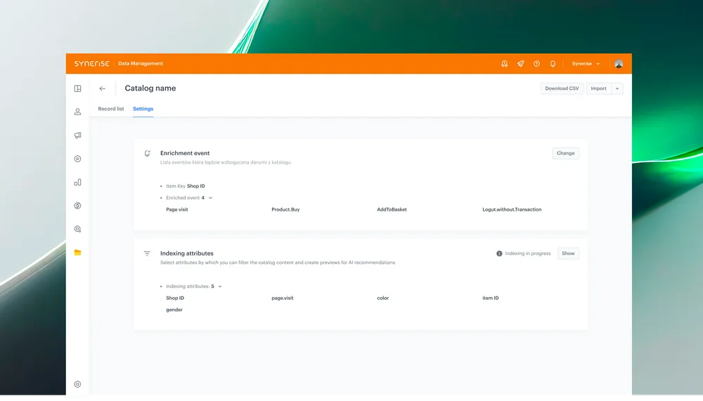 Managing event data enrichment from catalogs