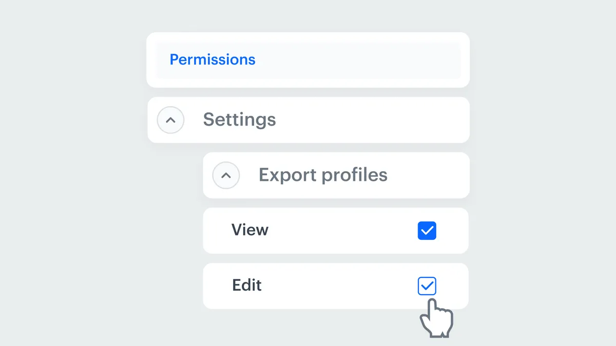 Dedicated permissions in data export nodes