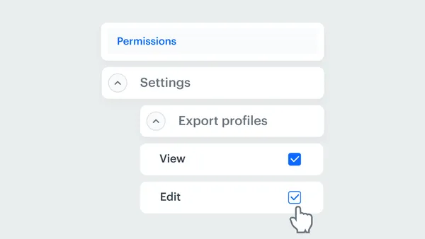 Dedicated permissions in data export nodes